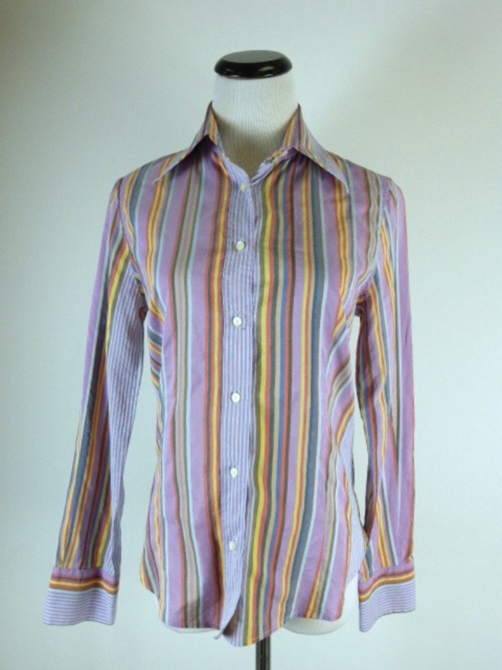 ETRO MILANO ITALY LAVENDER BLUE STRIPE SHIRT i42 M